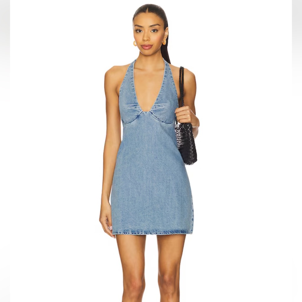 Free People Blue Backless Halter Dress